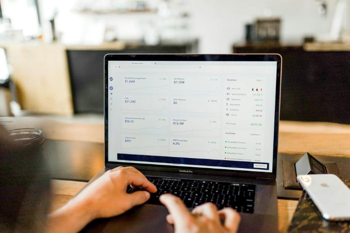 person using MacBook Air
